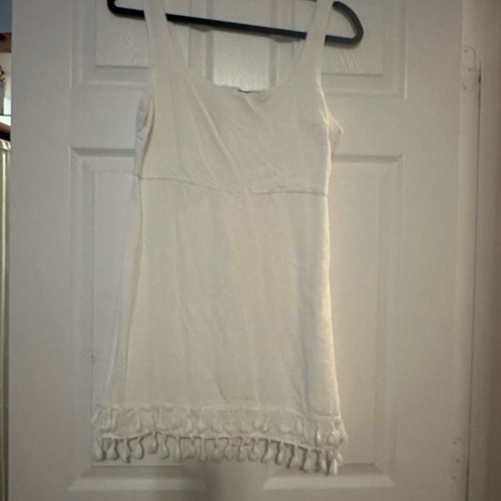 Women's Cream Sleeveless Top with Tassels